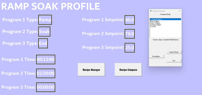 Figure 4: Recipe Compare mode.